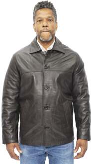 Heren koeienhuid lederen box jas-Mendoza Bruin - 3XL