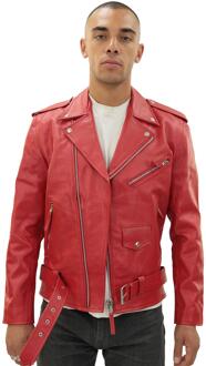 Heren koeienhuid zwart Brando jack - Venetië Rood