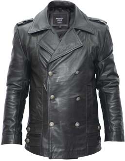 Heren Koeienleer Peacoat-Leiden Zwart - 5XL