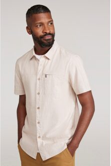 Heren Kokosnoot Slub Overhemd met Korte Mouwen (Beige) - 2XL