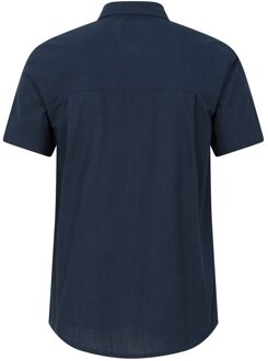 Heren Kokosnoot Slub Overhemd met Korte Mouwen (Donkerblauw)