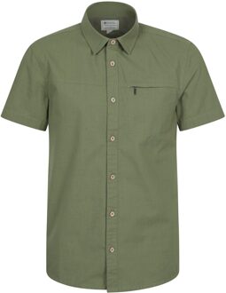 Heren Kokosnoot Slub Overhemd met Korte Mouwen (Donkergroen)
