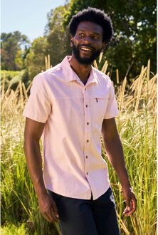 Heren Kokosnoot Slub Overhemd met Korte Mouwen (Lichtroze) - 4XL