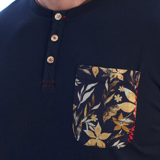 Heren Korte Mouw Henley T-Shirt HS24MTS09 Blauw - S