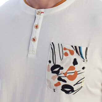 Heren Korte Mouwen Henley T-Shirt HS24MTS09 - maat M Wit