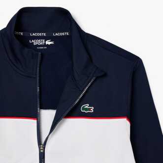 Heren Lacoste Sport Print Branding Tennis Sweatshirt met rits in Multi kleur Veelkleurig
