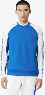 Heren Lacoste Sport Tennis Colour Block Stripe Sweatshirt in Blauw-Wit Blauw en wit - XL