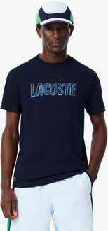 Heren Lacoste Sport Ultra Dry Bedrukt Sport T-shirt in Blauw