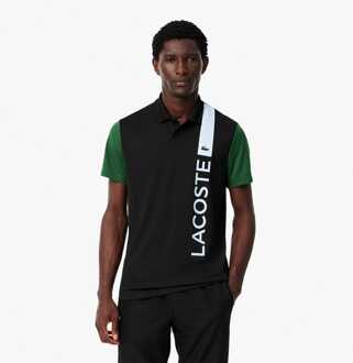 Heren Lacoste Sport Ultra Dry Print Branding Tennis Poloshirt in Zwart - maat S