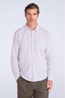 Heren Lage Streep Overhemd (Licht Khaki) - maat Kaki