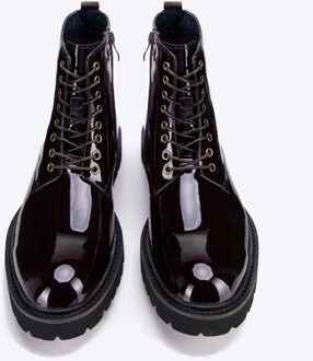 Heren lakleren gevechtslaarzen, bordeauxrood - EU 42