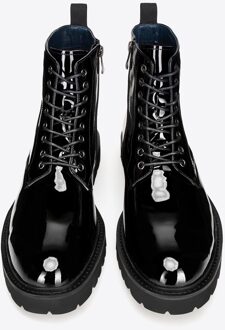 Heren lakleren gevechtslaarzen, zwart - maat