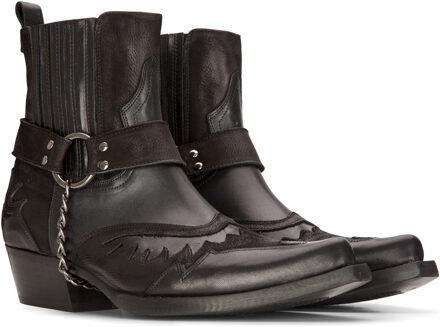 Heren lederen cowboy-enkellaarzen zwartbruin Cubaanse biker winklepicker western - EU 45