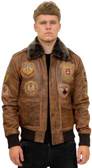 Heren lederen luchtmacht bomberjack - Belgrado Bruin - 2XL