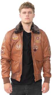 Heren lederen luchtmacht bomberjack - Belgrado Bruin - 6XL