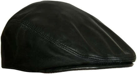 Heren lederen Peaky Blinders krantenverkoper platte hoed - maat Zwart