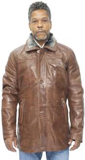 Heren lederen trenchcoat-Aleppo Bruin - XS