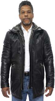 Heren lederen trenchcoat-Aleppo - maat 5XL Zwart