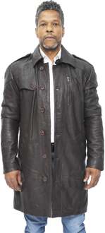 Heren lederen trenchcoat-Hamburg Bruin
