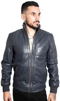 Heren lederen varsity bomberjack-Adana - maat M Navy