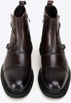 Heren Leren Chelsea Boots met Croco inzetstukken, Bruin - EU 41