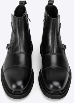 Heren Leren Chelsea Boots met Croco Inzetstukken, Zwart - maat