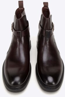 Heren Leren Chelsea Boots met Gesp, Bruin, Natuurlijk Leer - maat