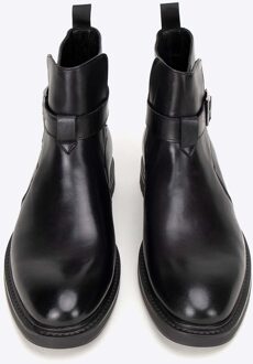 Heren Leren Chelsea Boots met Gesp, Zwart, Natuurlijk Leer