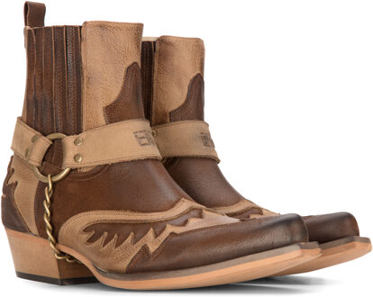 Heren leren cowboy-enkellaarzen bruin Cubaanse biker Winklepickers Western Country - EU 40