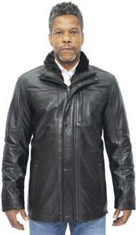 Heren leren halflange jas-Hanoi Zwart - XS