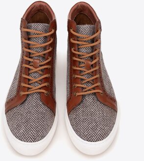 Heren Leren High Top Sneakers Bruin Natuurlijk Leer - EU 43