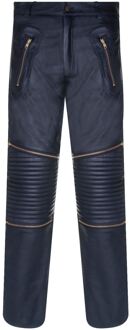 Heren leren jeans met ritssluiting Ancona Zwart