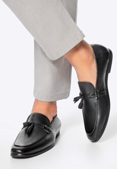 Heren Leren Loafers met Kwastje Zwart Natuurlijk Leer