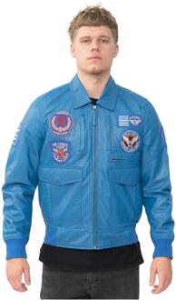 Heren leren luchtmachtbomberjack - Dublin Blauw
