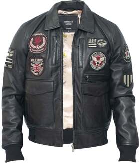 Heren leren luchtmachtbomberjack - Dublin Zwart