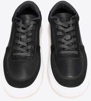 Heren leren sneakers met perforaties, zwart, natuurlijk leer - EU 41