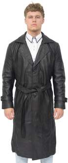 Heren leren volledige lengte trenchcoat-Appleton Zwart