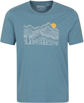 Heren Lineair Organisch T-Shirt (Blauw) - maat 3XL