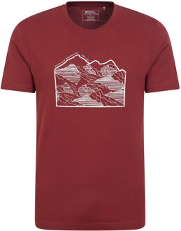 Heren Lineair Organisch T-Shirt (Donkere Bourgogne) - maat