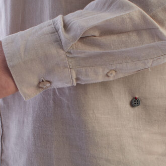 Heren Linnen Overhemd met Lange Mouwen HS24MCA01 Beige - S