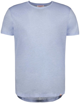Heren Linnen T-shirt Ronde Hals Orlebar Brown , Blue , Heren - Xl,L,M,S