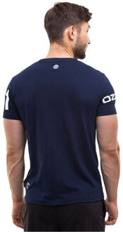 Heren logo t-shirt met mouwenprint Blauw