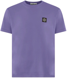 Heren Logopatch T-Shirt Paars Stone Island , Purple , Heren - L,M,S