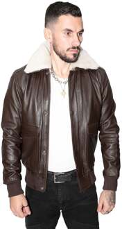 Heren luchtmacht A2 koeienhuid bomberjack-Montreal Bruin - S