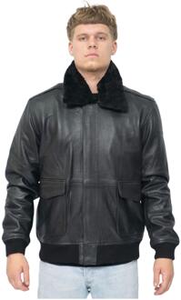 Heren luchtmacht A2 koeienhuid bomberjack-Montreal Zwart