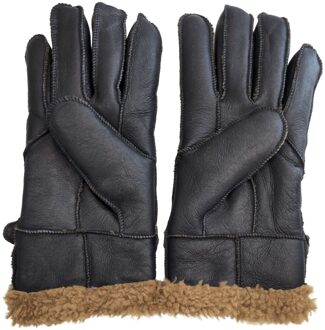 Heren Luxe Schapenleren Handschoenen Met Gesp Bruin