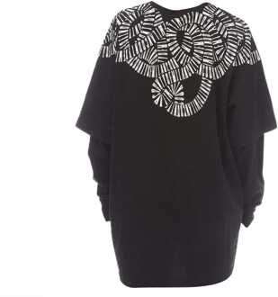 Heren Marcelo Burlon Snake Wings T-shirt met dubbele mouwen in Zwart-Wit Zwart/wit