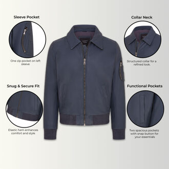 Heren marineblauw A2 rundleren bomberjack-Eura Navy