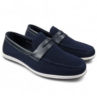 Heren Marineblauwe ademende loafers, lichtgewicht instappers Navy