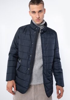 Heren Marineblauwe Gewatteerde Nylon Jas - maat 2XL Donkerblauw